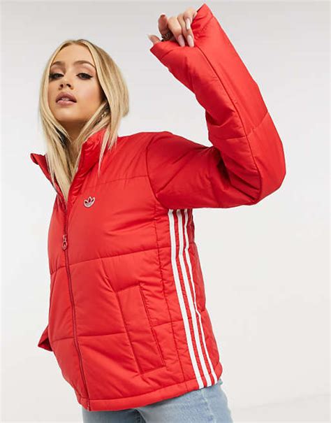 adidas Originals – Kurze Steppjacke in Rot 